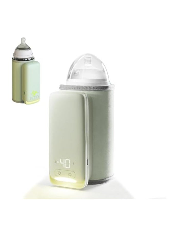 Exrp Portable Bottle Warmer for Breastmilk or Baby Formula - Fast Heating + Leak-Proof + Adjustable Travel Warmer with Battery-Powered Temperature Display, Flashlight - 6000MAH Rechargeable Battery - Image 1
